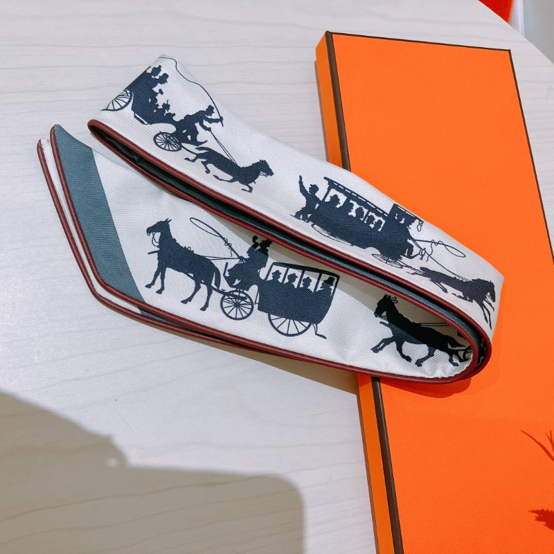 TK1939	 Hermes  愛馬仕 雙面 Twilly Paris En Roue Libre De Tout raie / caban / ardoise-11