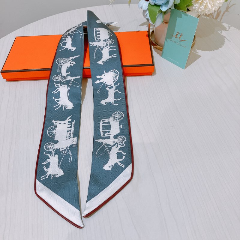 TK1939	 Hermes  愛馬仕 雙面 Twilly Paris En Roue Libre De Tout raie / caban / ardoise-14