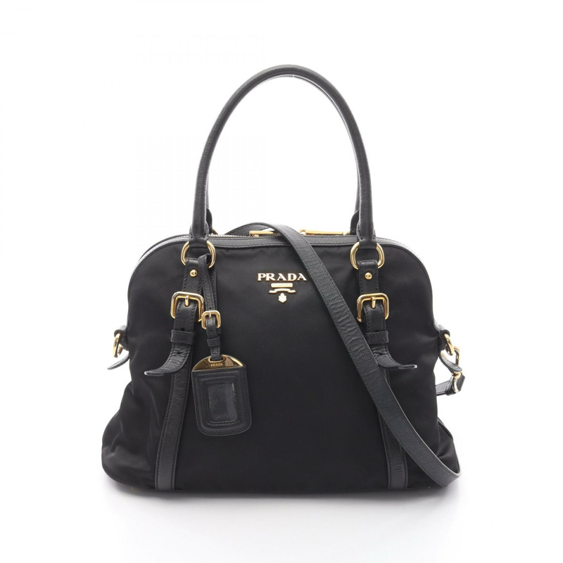 PRADA TESSUTO SAFFIANO 單肩手提包 1BB013 尼龍 Saffiano 皮革 黑色 二手-0