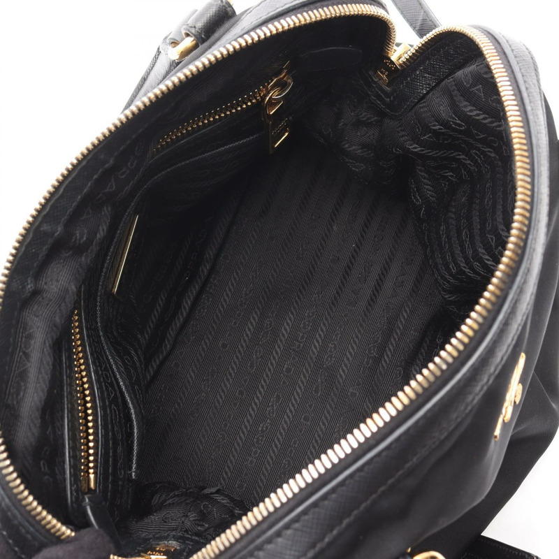 PRADA TESSUTO SAFFIANO 單肩手提包 1BB013 尼龍 Saffiano 皮革 黑色 二手-2