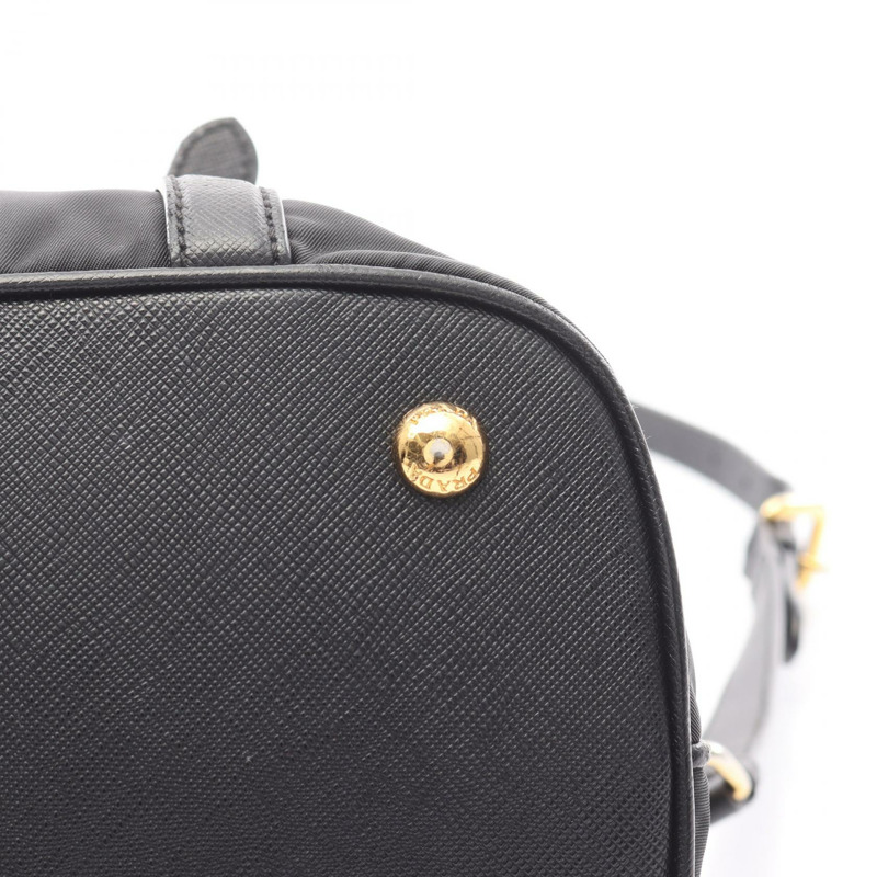 PRADA TESSUTO SAFFIANO 單肩手提包 1BB013 尼龍 Saffiano 皮革 黑色 二手-8