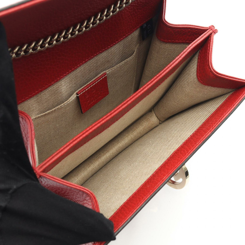 GUCCI 雙G鏈條肩包/斜背包 510304 紅色皮革 二手 女士-2