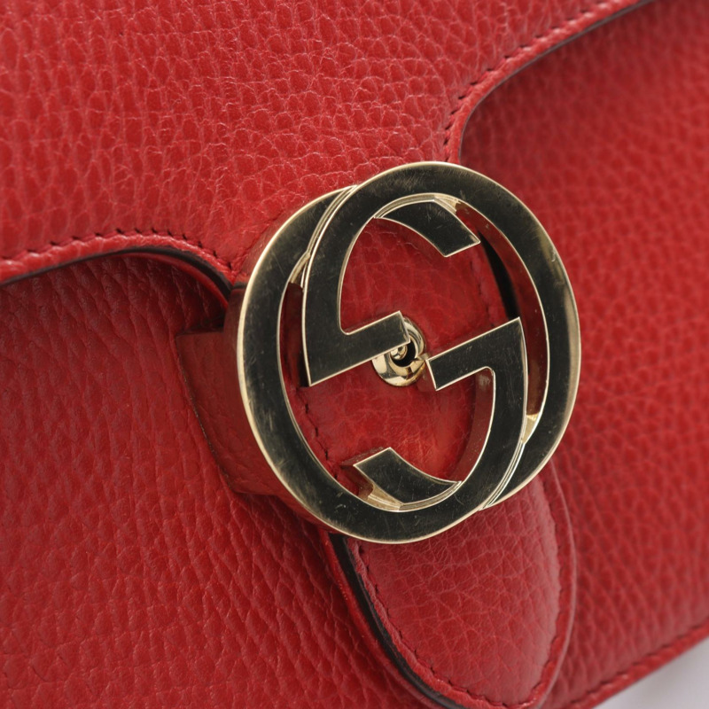 GUCCI 雙G鏈條肩包/斜背包 510304 紅色皮革 二手 女士-6