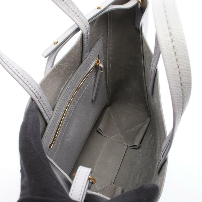 CELINE Vertical Small Cabas Tote 單肩包 176183 皮革 灰色 二手 女士-2