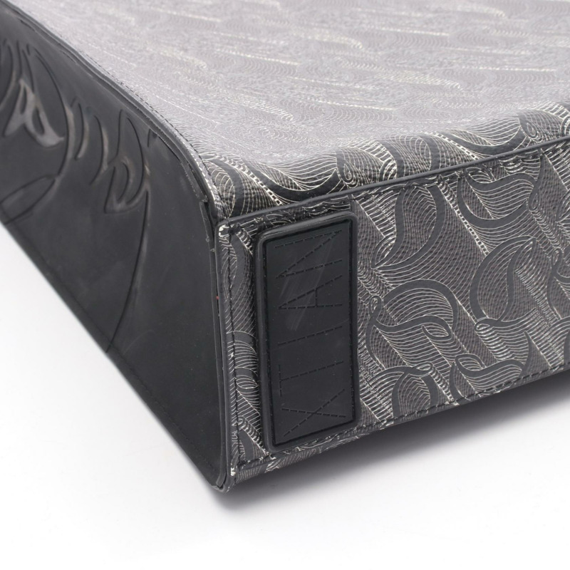 Christian Louboutin RUIS 手袋 PVC塗層帆布皮革 灰色黑色 二手 男士-6