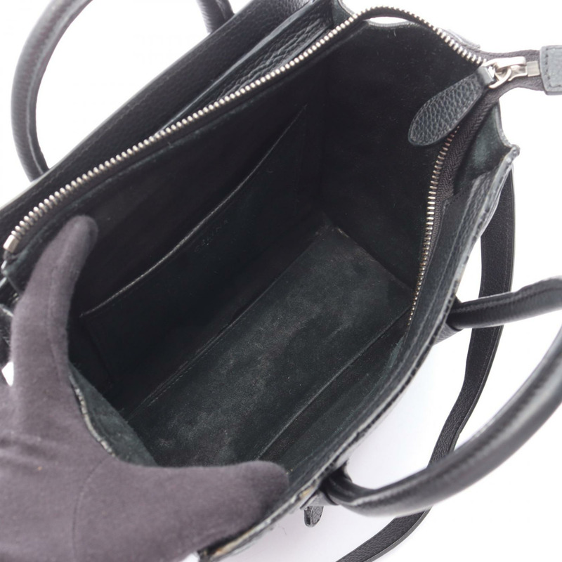 CELINE Luggage Nano Shopper 單肩斜背包 168243 黑色皮革 二手-2