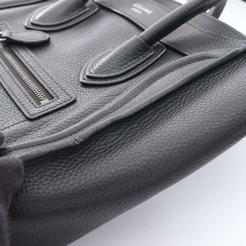 CELINE Luggage Nano Shopper 單肩斜背包 168243 黑色皮革 二手-14