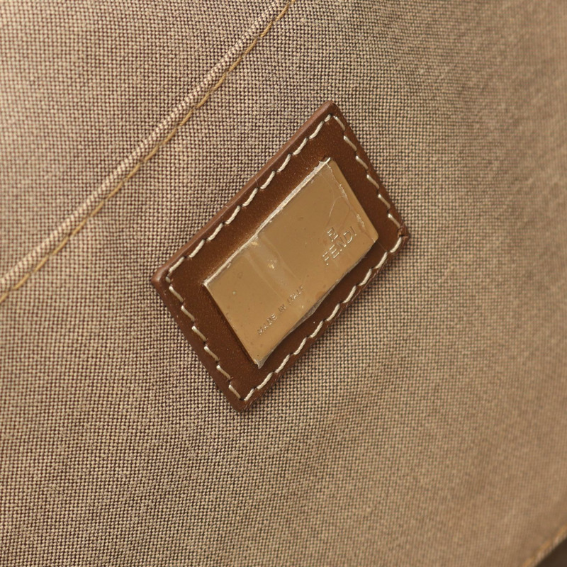 FENDI Zucchino 手提包 8BH140 帆布皮革 米色棕色 二手 女士-3