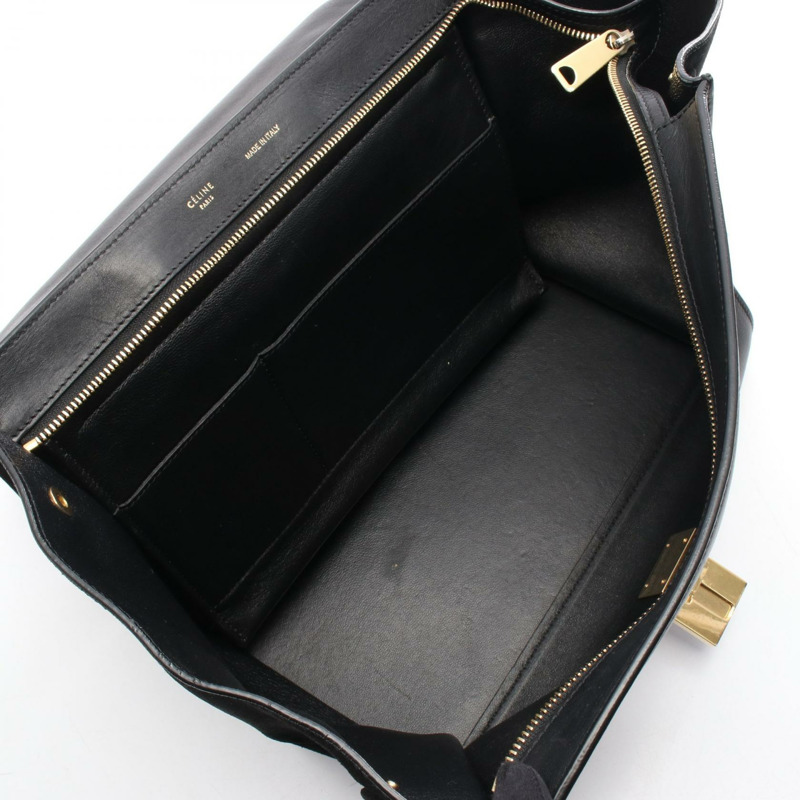 CELINE Trapeze 中型單肩手提包 169542 黑色麂皮皮革 二手 女士-2