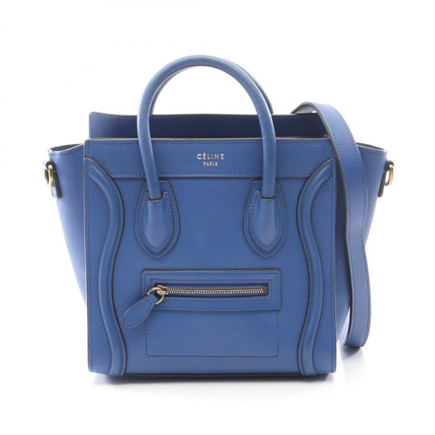 CELINE Luggage Nano Shopper 單肩斜背包 168243 皮革 藍色 二手