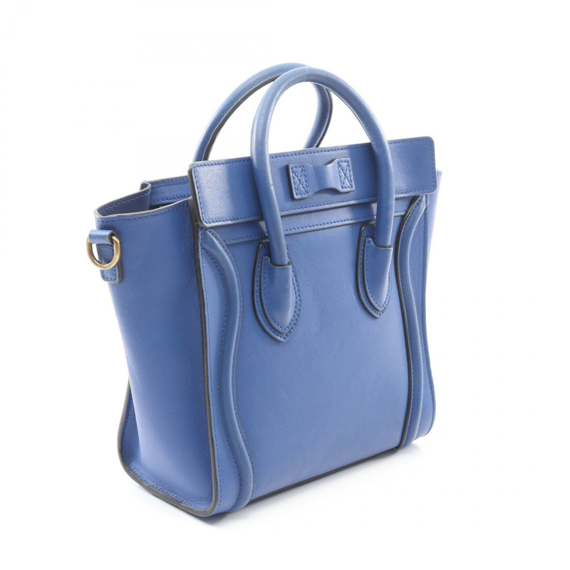 CELINE Luggage Nano Shopper 單肩斜背包 168243 皮革 藍色 二手-1