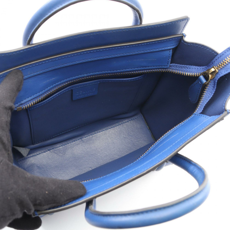 CELINE Luggage Nano Shopper 單肩斜背包 168243 皮革 藍色 二手-2