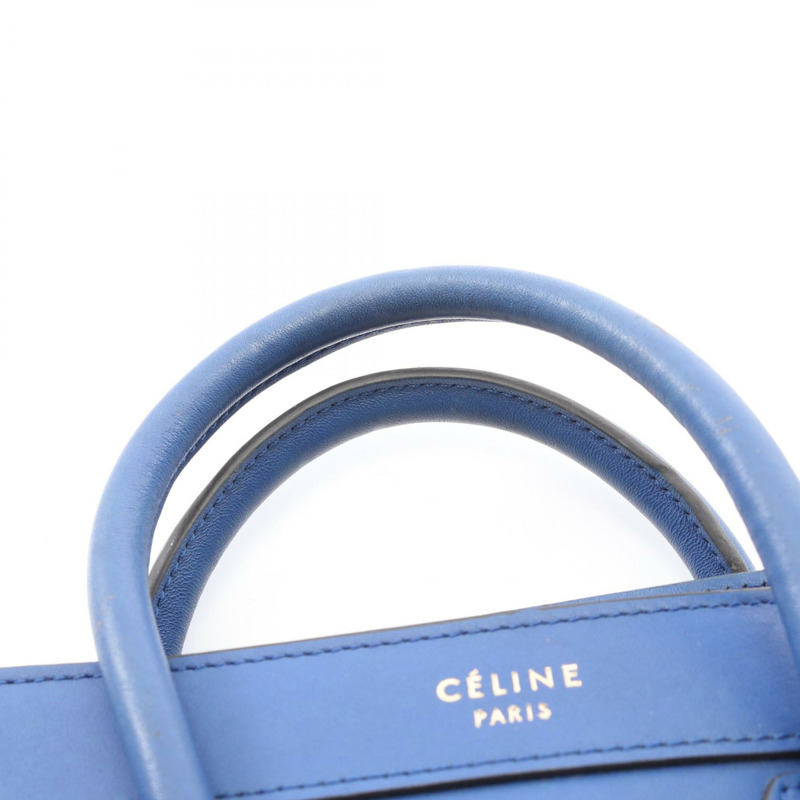 CELINE Luggage Nano Shopper 單肩斜背包 168243 皮革 藍色 二手-4