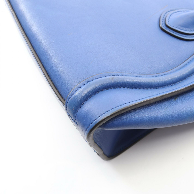 CELINE Luggage Nano Shopper 單肩斜背包 168243 皮革 藍色 二手-5
