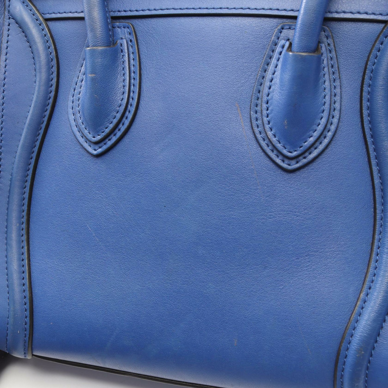 CELINE Luggage Nano Shopper 單肩斜背包 168243 皮革 藍色 二手-6
