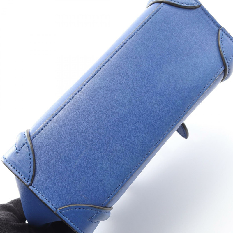 CELINE Luggage Nano Shopper 單肩斜背包 168243 皮革 藍色 二手-7