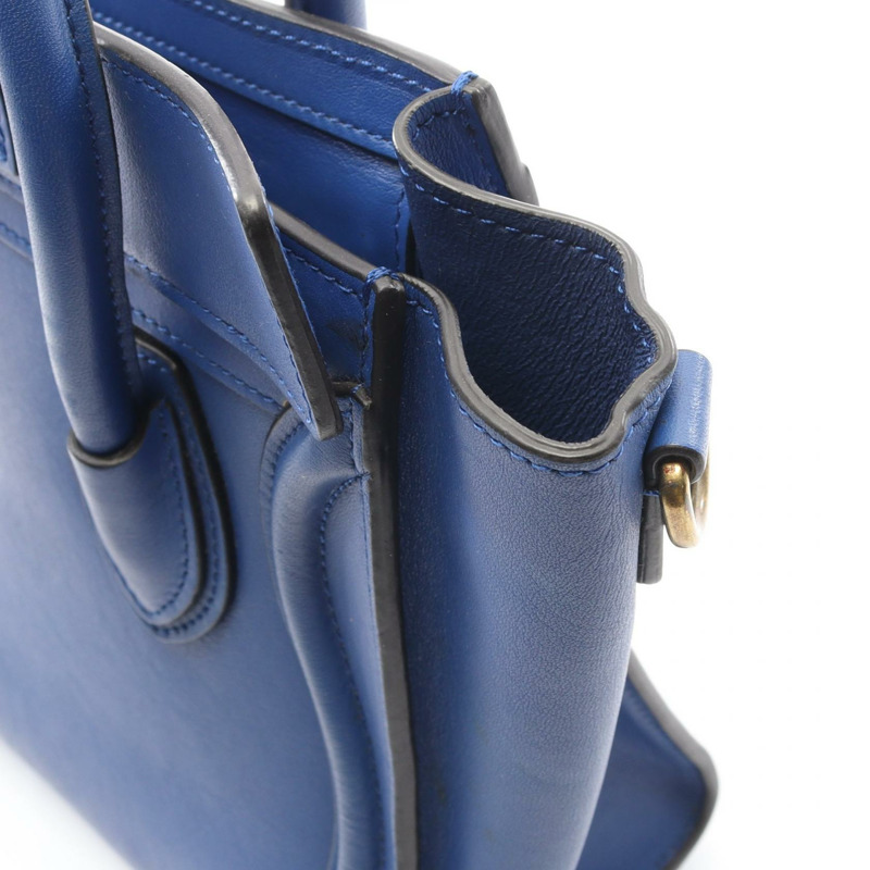 CELINE Luggage Nano Shopper 單肩斜背包 168243 皮革 藍色 二手-8
