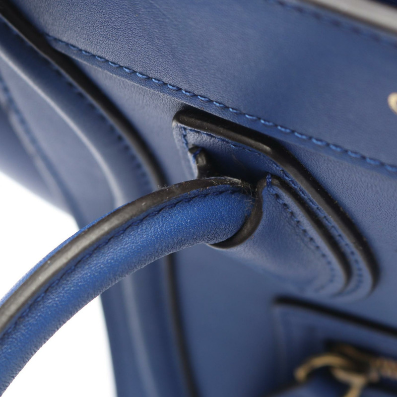 CELINE Luggage Nano Shopper 單肩斜背包 168243 皮革 藍色 二手-9