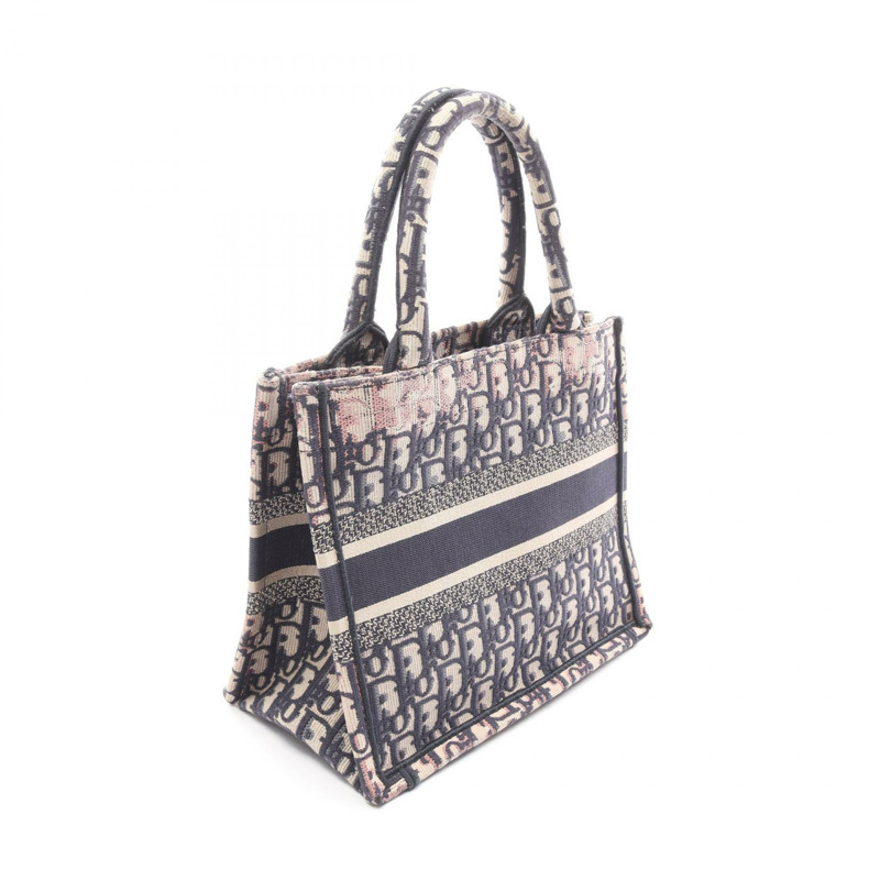 Christian Dior BOOK TOTE 小手提包 帆布 米色 海軍藍 粉色 二手 女士-1