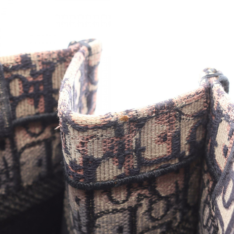 Christian Dior BOOK TOTE 小手提包 帆布 米色 海軍藍 粉色 二手 女士-4