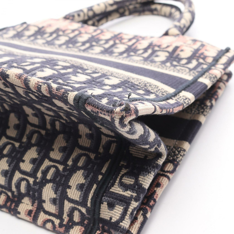 Christian Dior BOOK TOTE 小手提包 帆布 米色 海軍藍 粉色 二手 女士-7