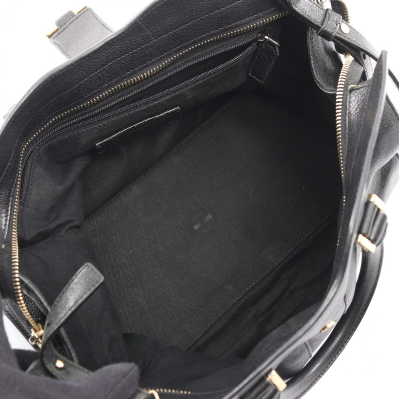 SAINT LAURENT PARIS Y 型 Cabas 單肩手提包 400666 黑色皮革 二手-2