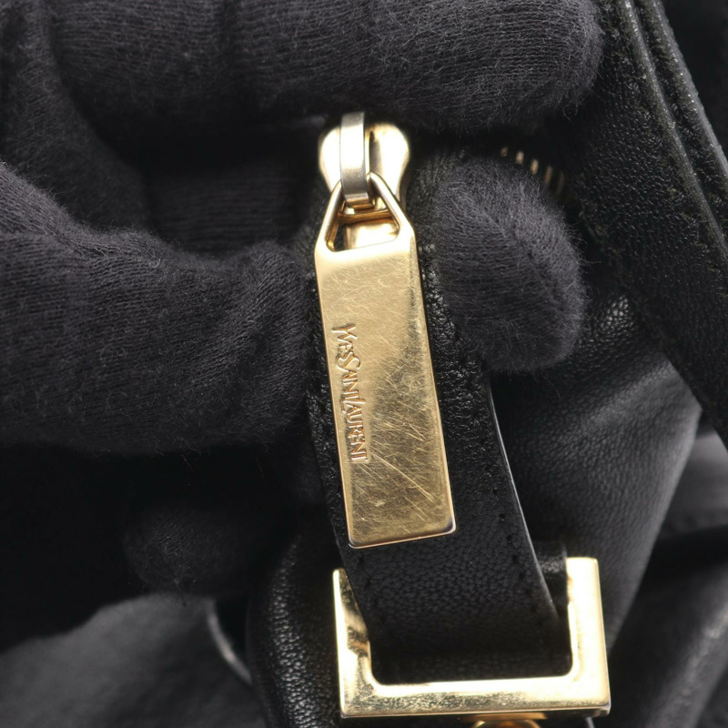 SAINT LAURENT PARIS Y 型 Cabas 單肩手提包 400666 黑色皮革 二手-8