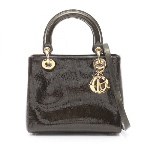 Dior LADY DIOR Trotter 肩背包，卡其色真皮，二手女款，金色五金
