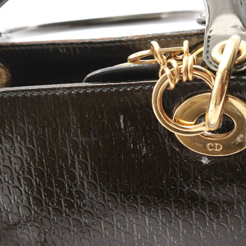 Dior LADY DIOR Trotter 肩背包，卡其色真皮，二手女款，金色五金-12