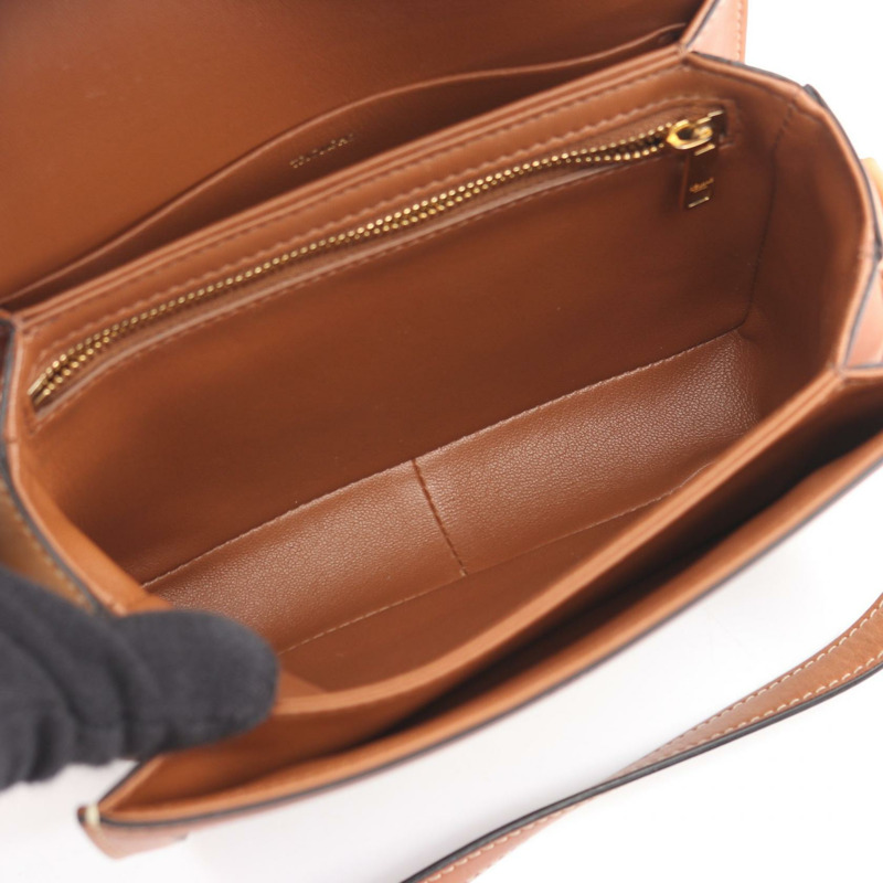 CELINE Teen Triomphe 斜背包 188882BZ4 帆布皮革 黑色棕色-2