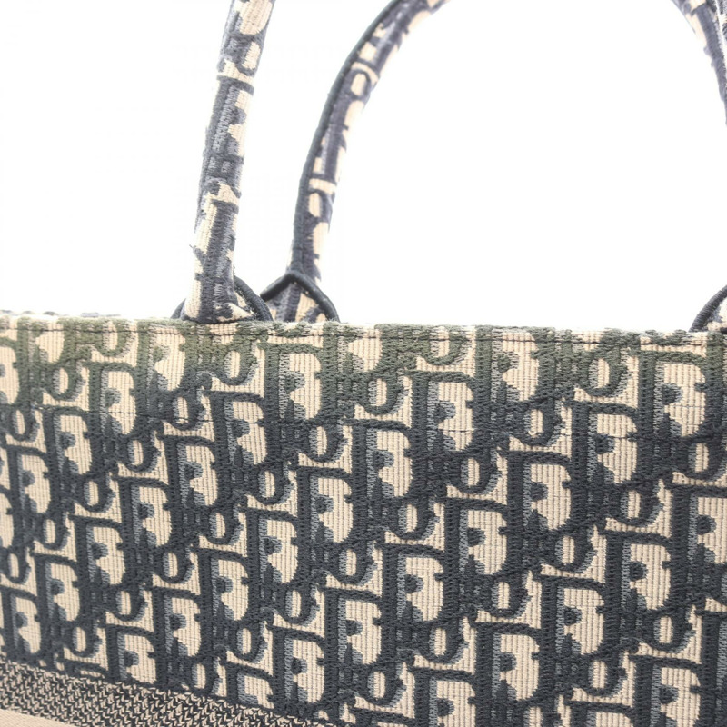 Dior BOOK TOTE 大斜挎手提包 帆布 米色 海軍藍 二手 女士 logo-4