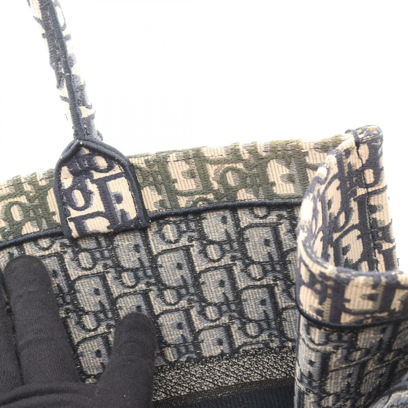 Dior BOOK TOTE 大斜挎手提包 帆布 米色 海軍藍 二手 女士 logo-5