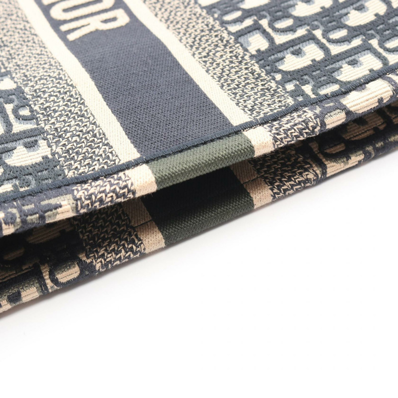 Dior BOOK TOTE 大斜挎手提包 帆布 米色 海軍藍 二手 女士 logo-8