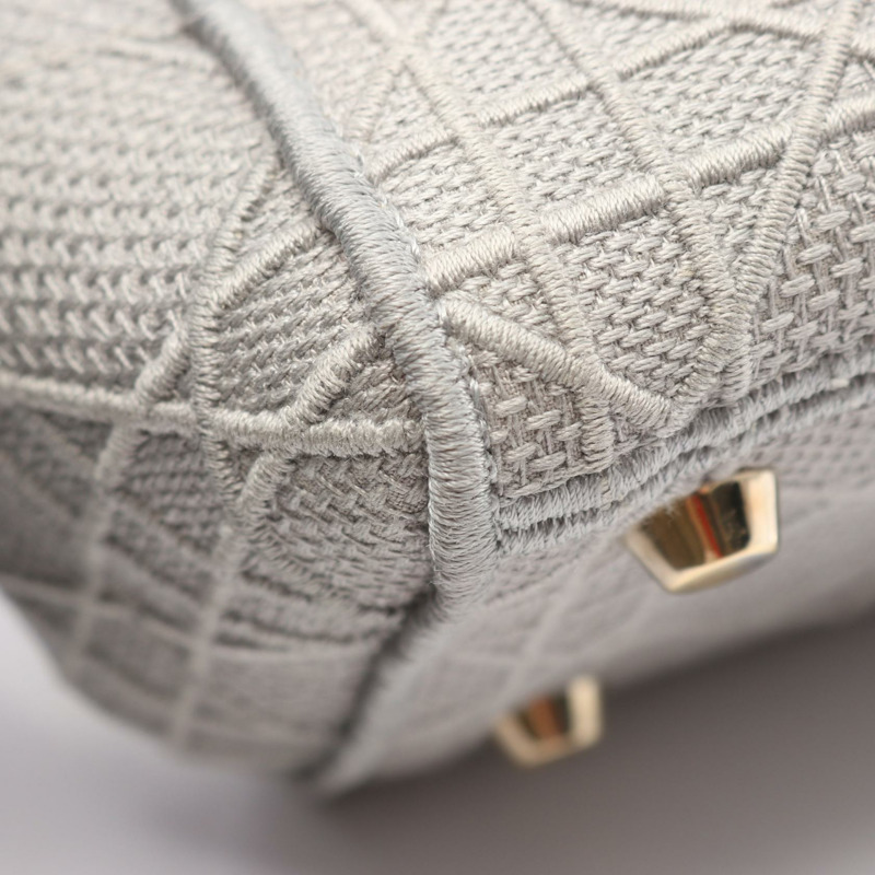 Dior LADY D-LITE 中型 Cannage 背包，灰色，二手，女士，金色五金-4