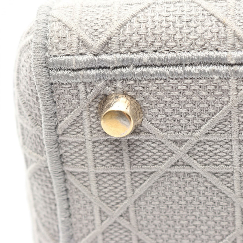 Dior LADY D-LITE 中型 Cannage 背包，灰色，二手，女士，金色五金-5