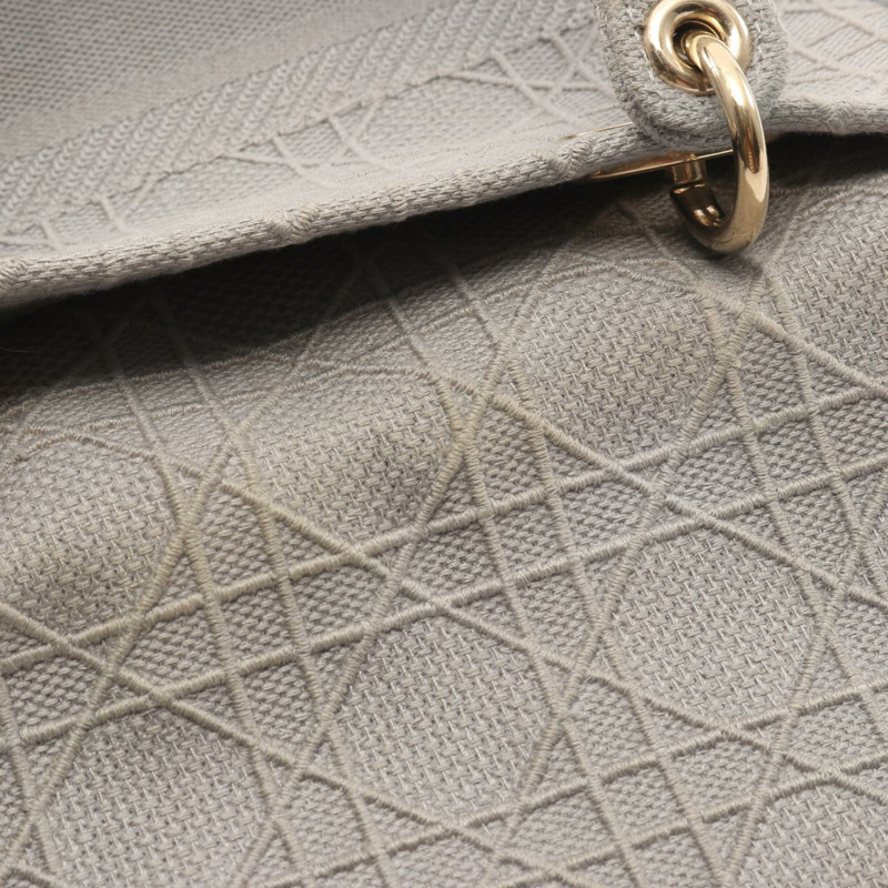 Dior LADY D-LITE 中型 Cannage 背包，灰色，二手，女士，金色五金-7