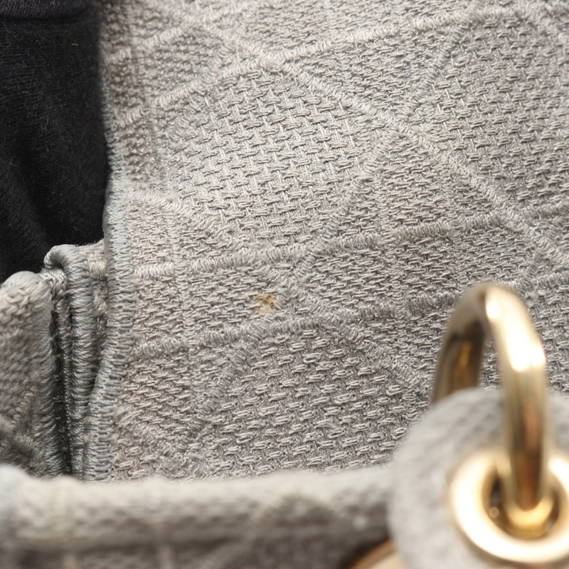 Dior LADY D-LITE 中型 Cannage 背包，灰色，二手，女士，金色五金-8