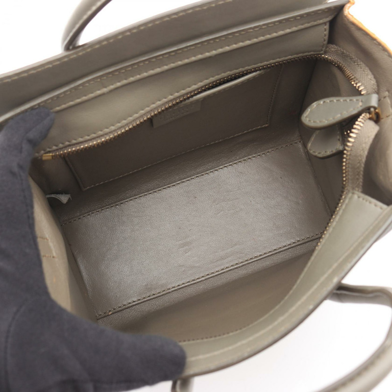 CELINE Luggage Nano Shopper 手提包，異國皮革，米色、灰色、橙色，二手女款-2