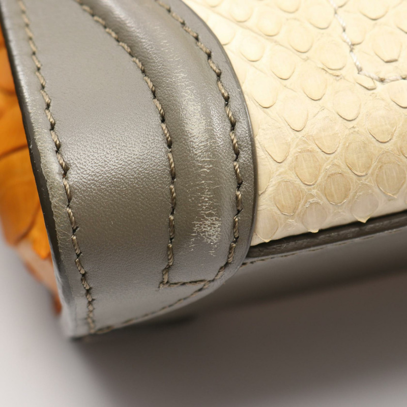 CELINE Luggage Nano Shopper 手提包，異國皮革，米色、灰色、橙色，二手女款-4