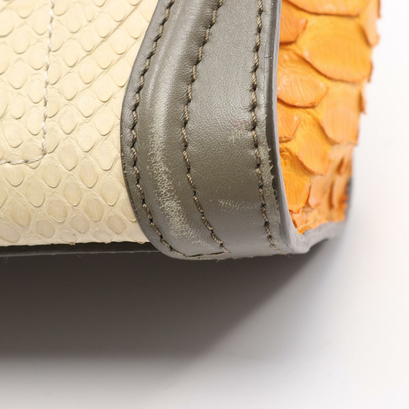 CELINE Luggage Nano Shopper 手提包，異國皮革，米色、灰色、橙色，二手女款-5