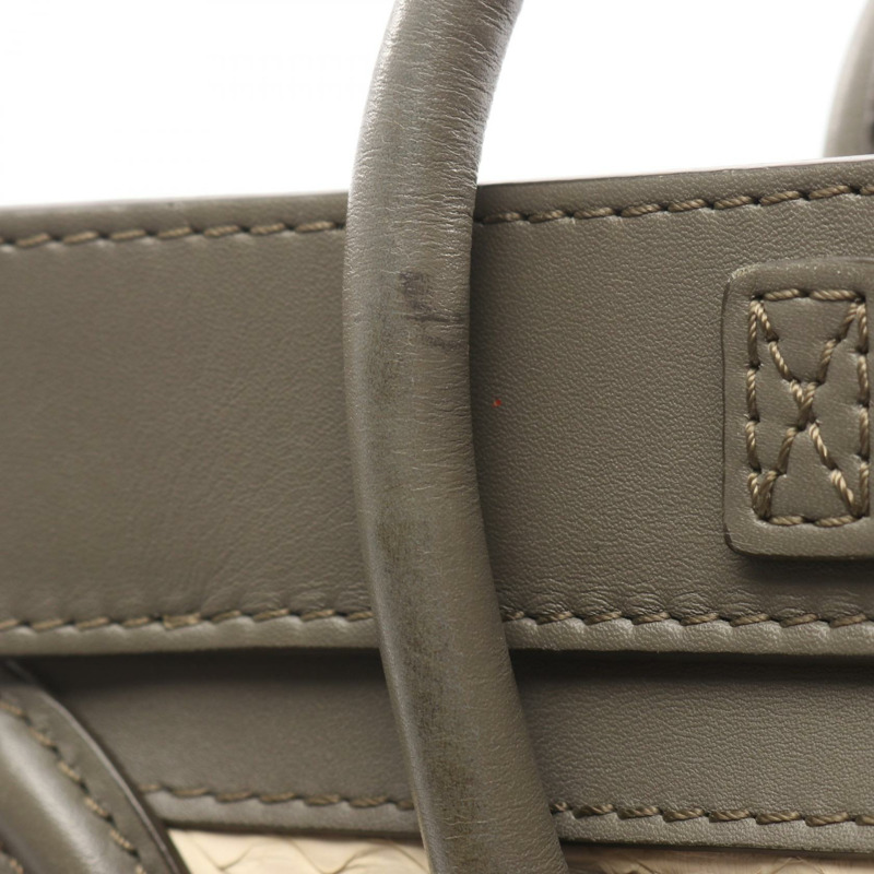 CELINE Luggage Nano Shopper 手提包，異國皮革，米色、灰色、橙色，二手女款-6