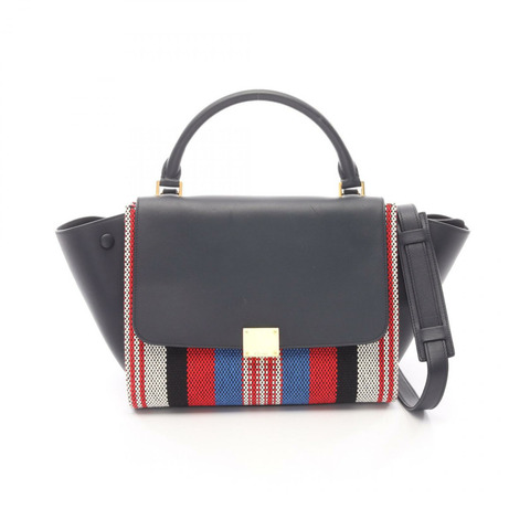 CELINE Trapeze 單肩手提包，皮革帆布材質，黑色、紅色、藍色可選，二手女款
