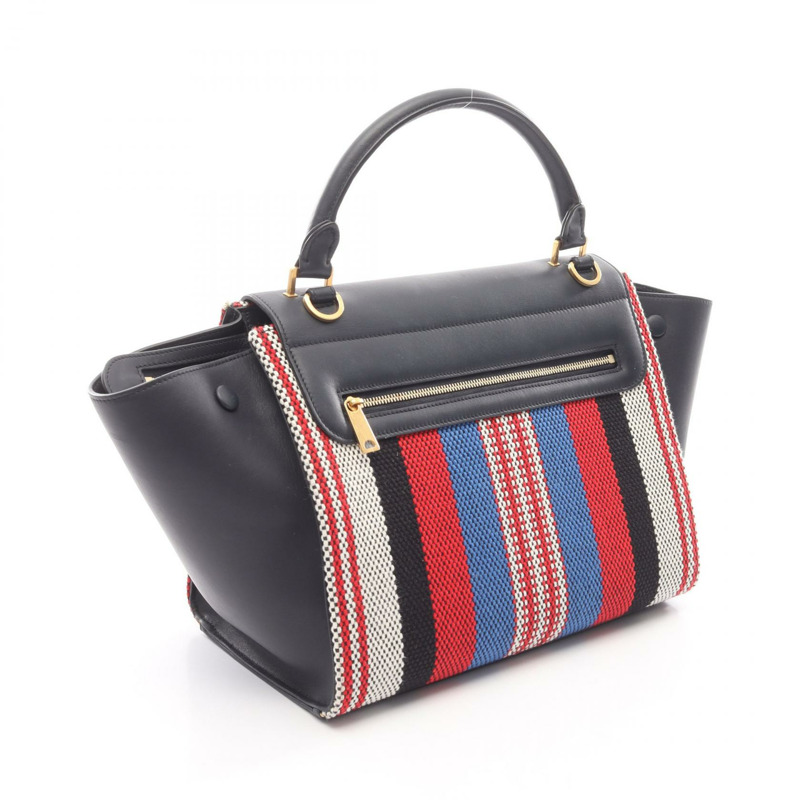 CELINE Trapeze 單肩手提包，皮革帆布材質，黑色、紅色、藍色可選，二手女款-1