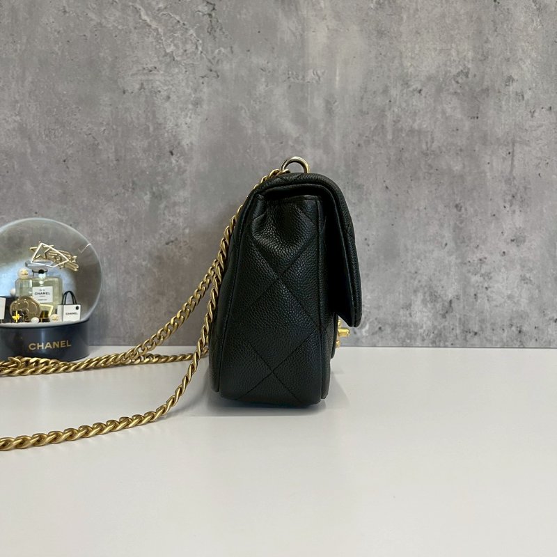 Chanel 愛心調節釦 20公分 黑金荔枝牛 晶片款-2