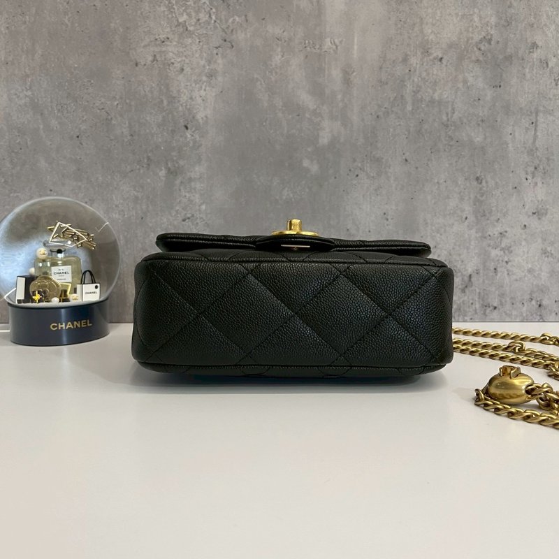 Chanel 愛心調節釦 20公分 黑金荔枝牛 晶片款-4
