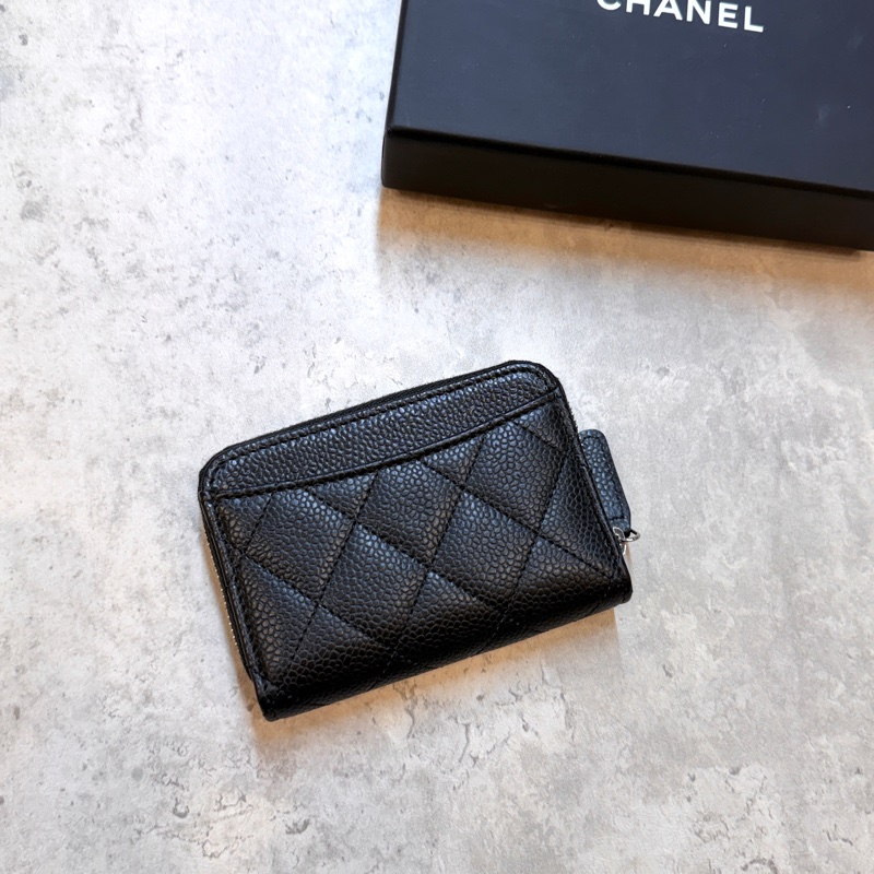 Chanel ㄇ字零錢包 銀扣 晶片款 經典荔枝皮 全新-1
