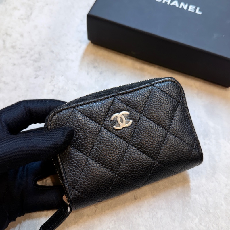 Chanel ㄇ字零錢包 銀扣 晶片款 經典荔枝皮 全新-2