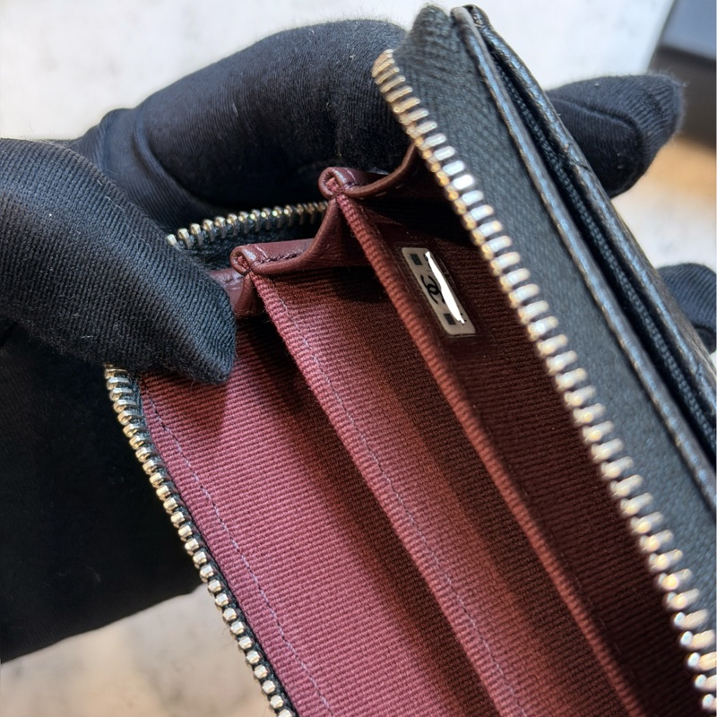 Chanel ㄇ字零錢包 銀扣 晶片款 經典荔枝皮 全新-9
