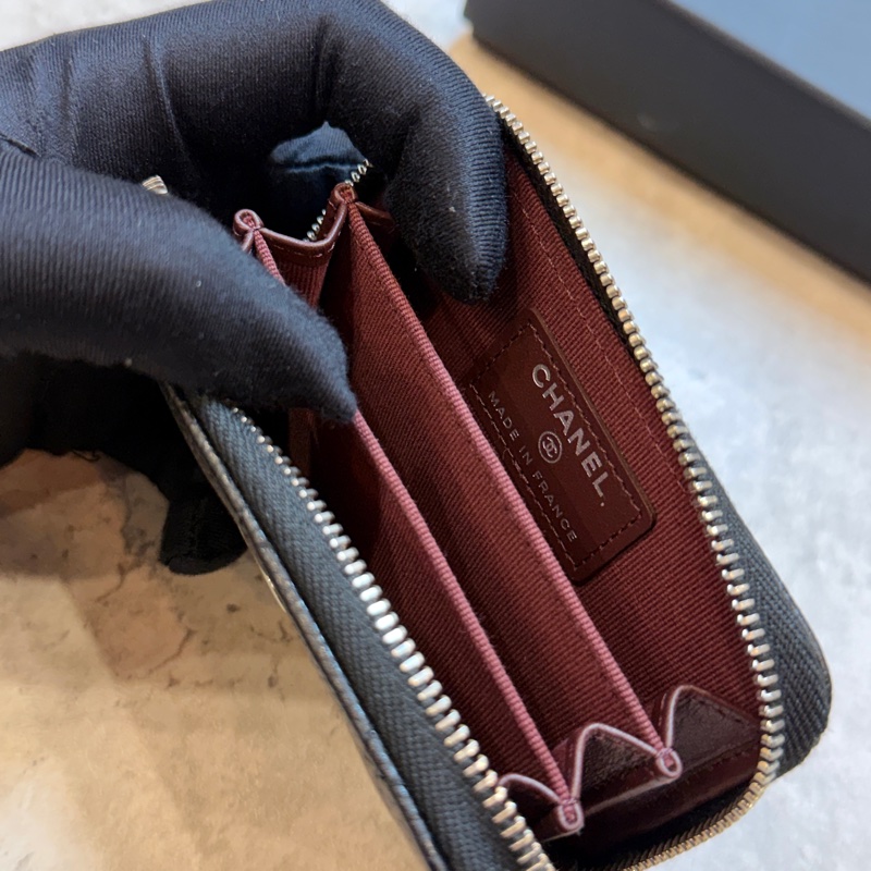 Chanel ㄇ字零錢包 銀扣 晶片款 經典荔枝皮 全新-10
