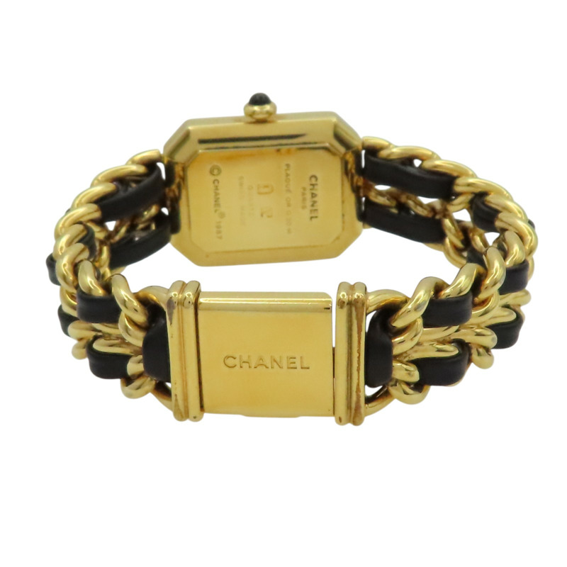 Premiere S 石英腕錶 黑色錶盤 鍍金 皮革錶帶【CHANEL 香奈兒】 H0001-4